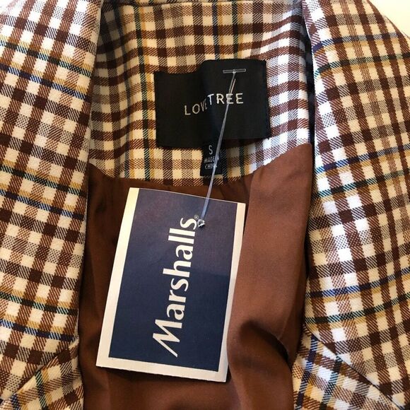 NEW Love Tree Plaid Versona Light Academia, Preppy Open Front Boyfriend Jkt Sz S - Picture 8 of 16